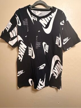 Nike Black & White Allover Logo Short Sleeve Tee